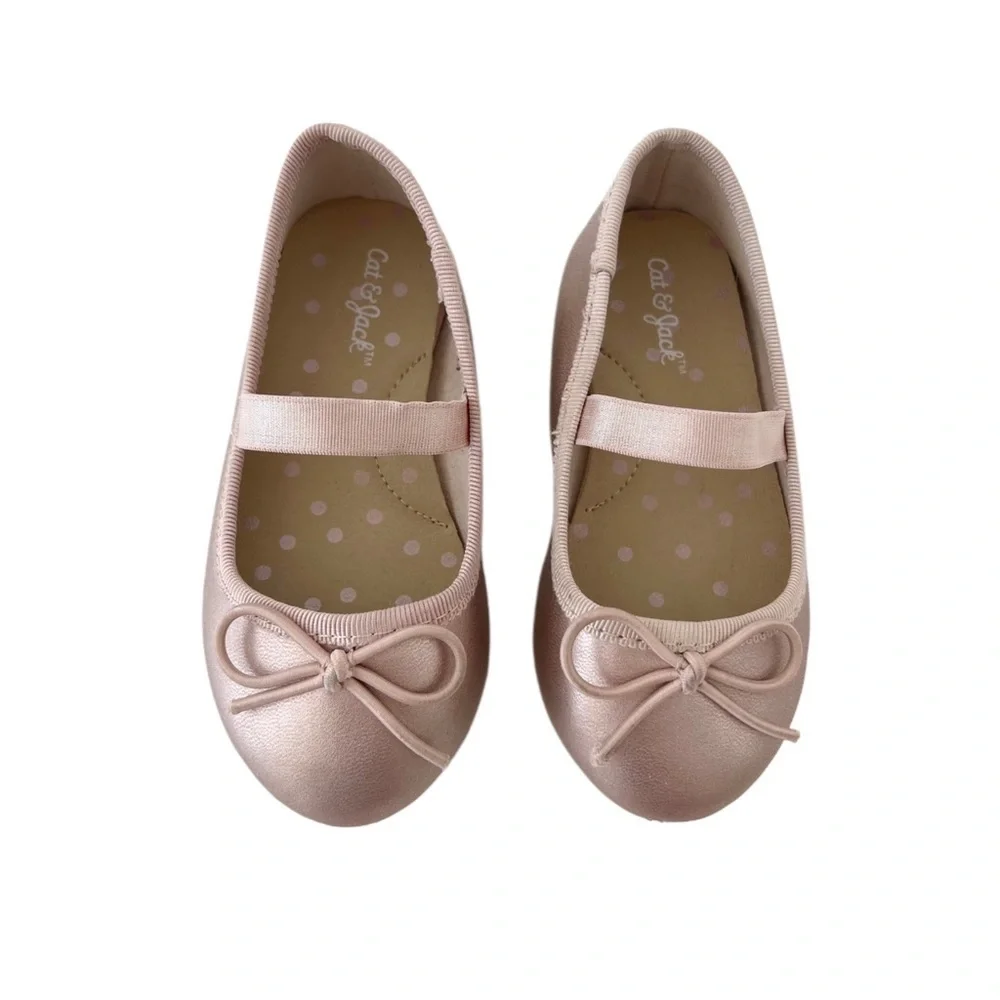 Cat & Jack Pink Blush Ballet Flats with Bow | Baby Girl Size 5